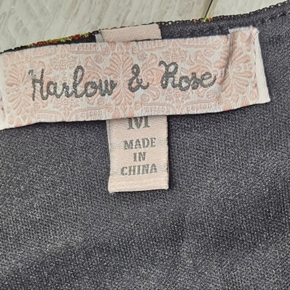 Harlow & Rose Floral Midi Dress Medium Faux Wrap Cottage Overlay Sheer Sleeves - Picture 16 of 16